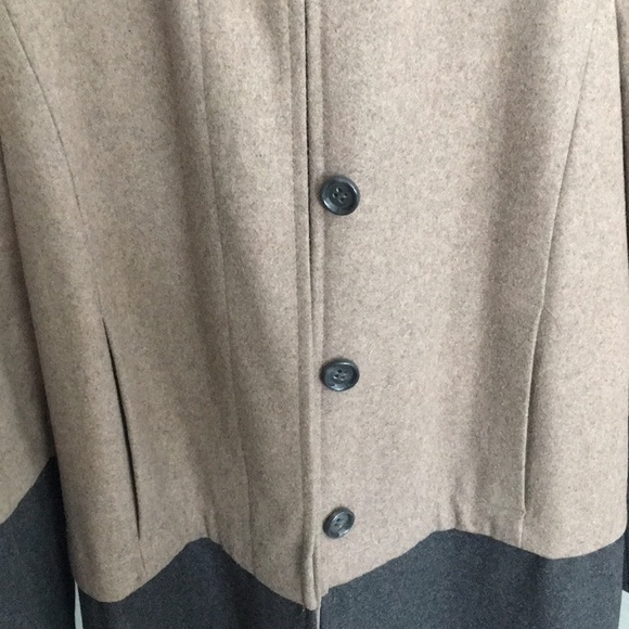 Nine West Color Block Button Up Wool Pea Coat - Picture 2 of 5